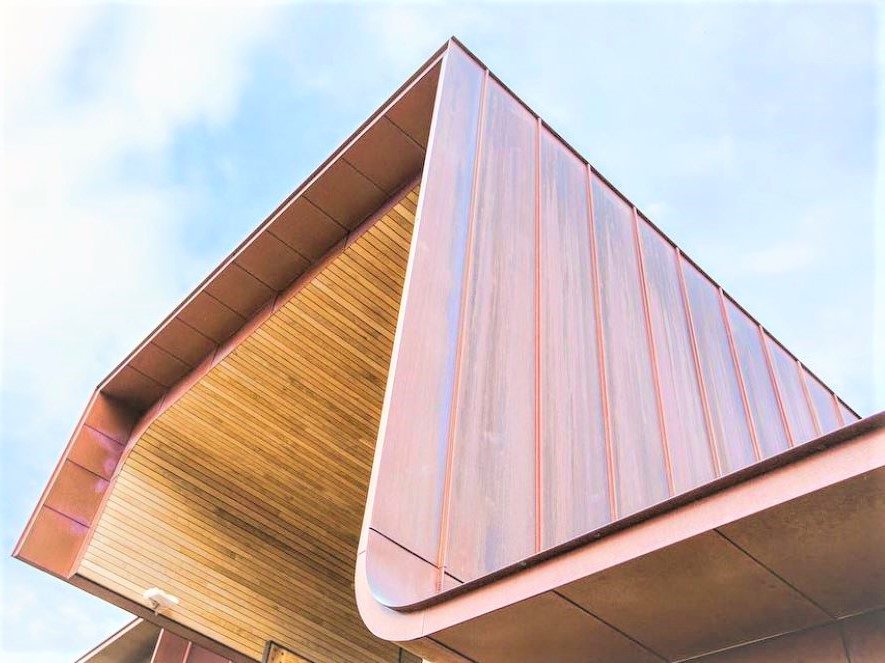 Copper standing seam roof and walls