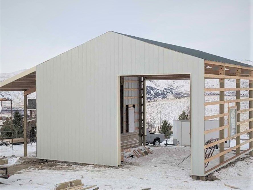 Metal siding on barn walls