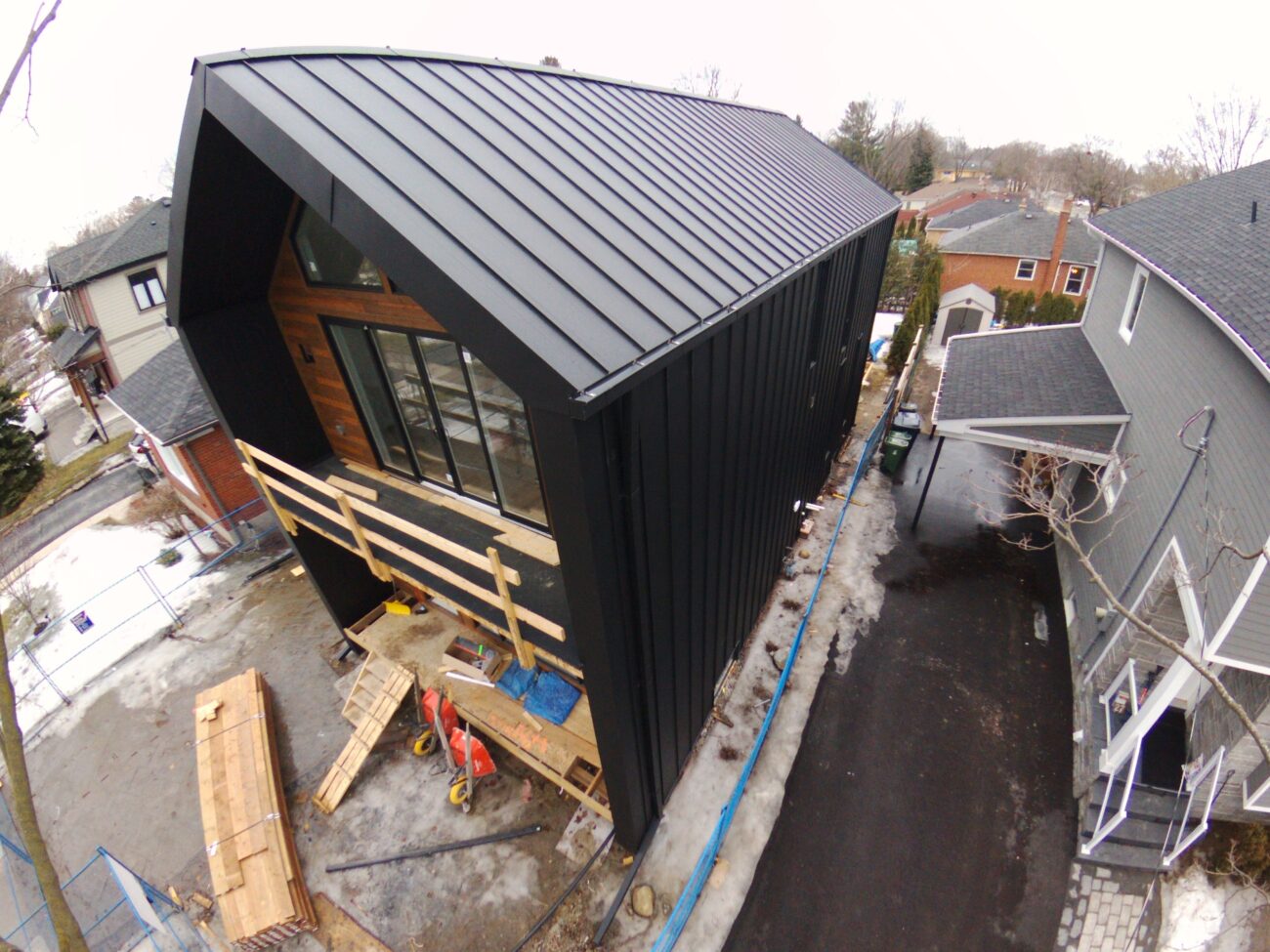 Standing seam metal roof panels, Etobicoke Toronto residential project