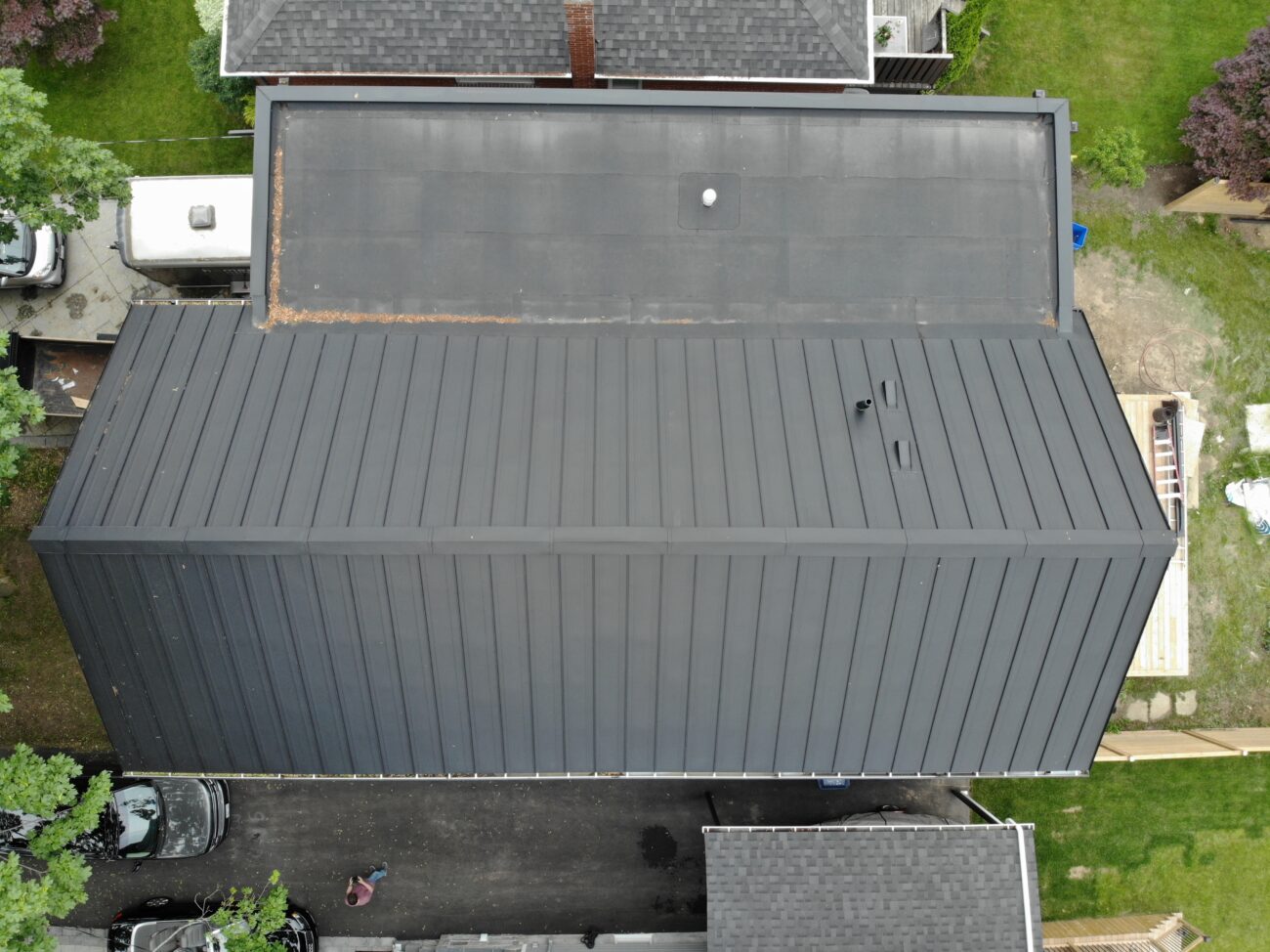 Standing seam metal roof close-up view, Etobicoke Toronto