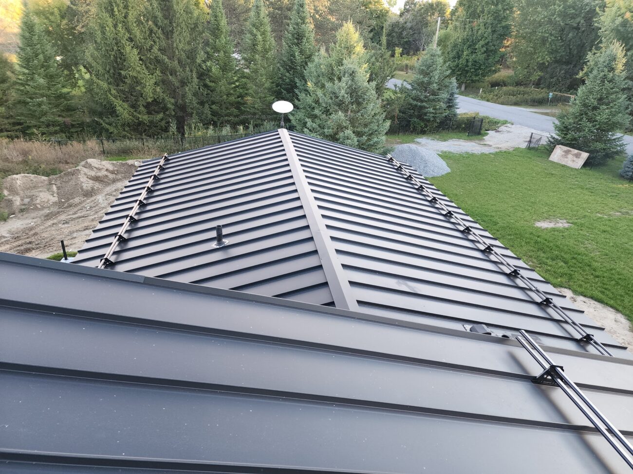 Standing seam metal roof seam detail and profile close-up, Barrie Ontario