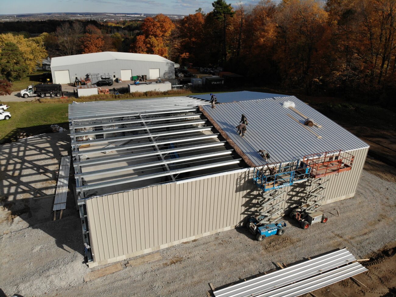 Completed pre-engineered metal building exterior, Caledon Ontario