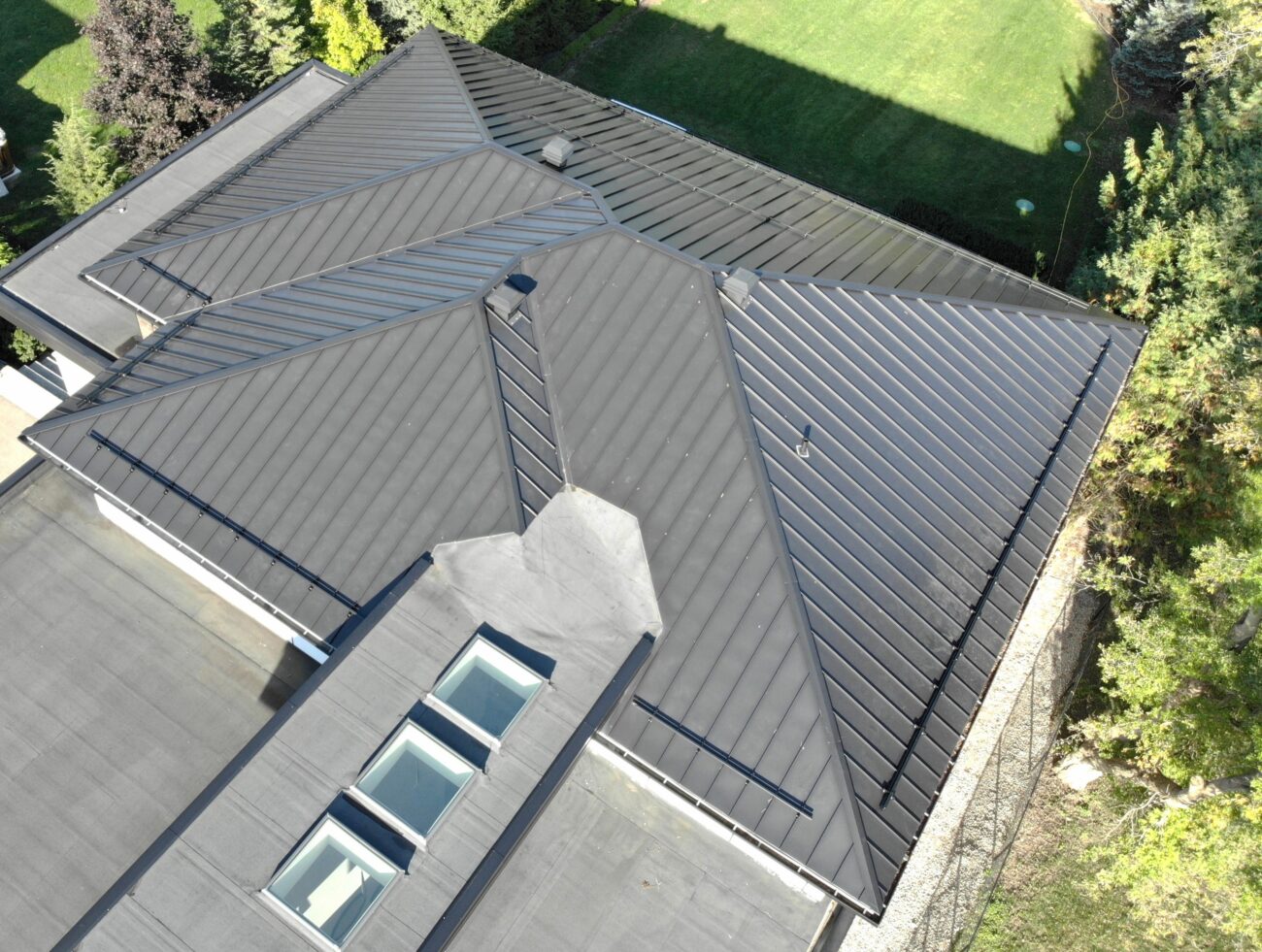 Standing seam roof with ORIMA LE2 snow guards installed, King City Ontario