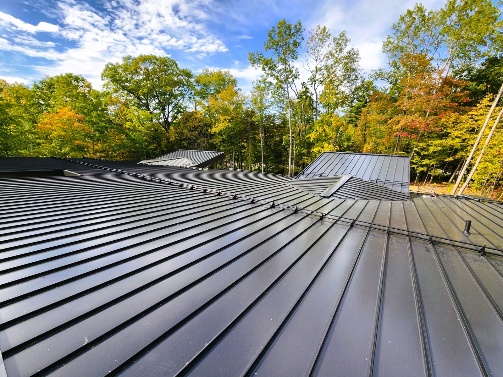 Snap-lock standing seam roof panel detail, Muskoka Ontario residential project