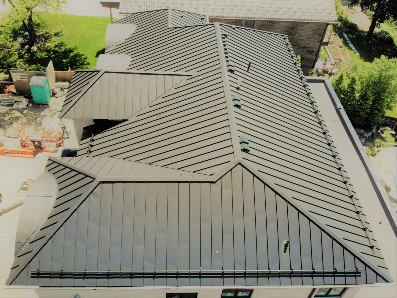 Snap-lock standing seam roof panel and seam detail, Scarborough Toronto residential project