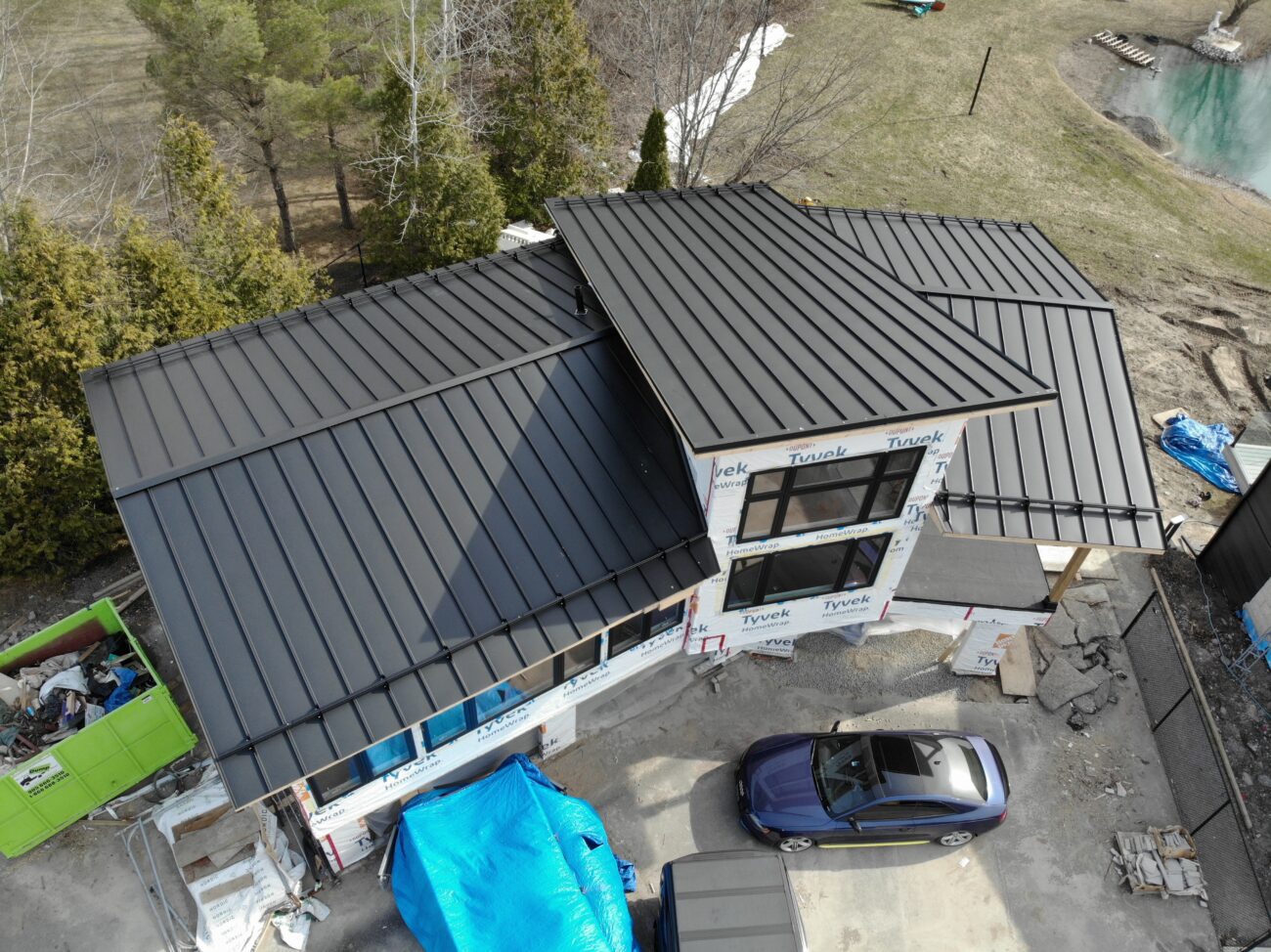 Snap-lock standing seam roof panel detail, Uxbridge Ontario residential project