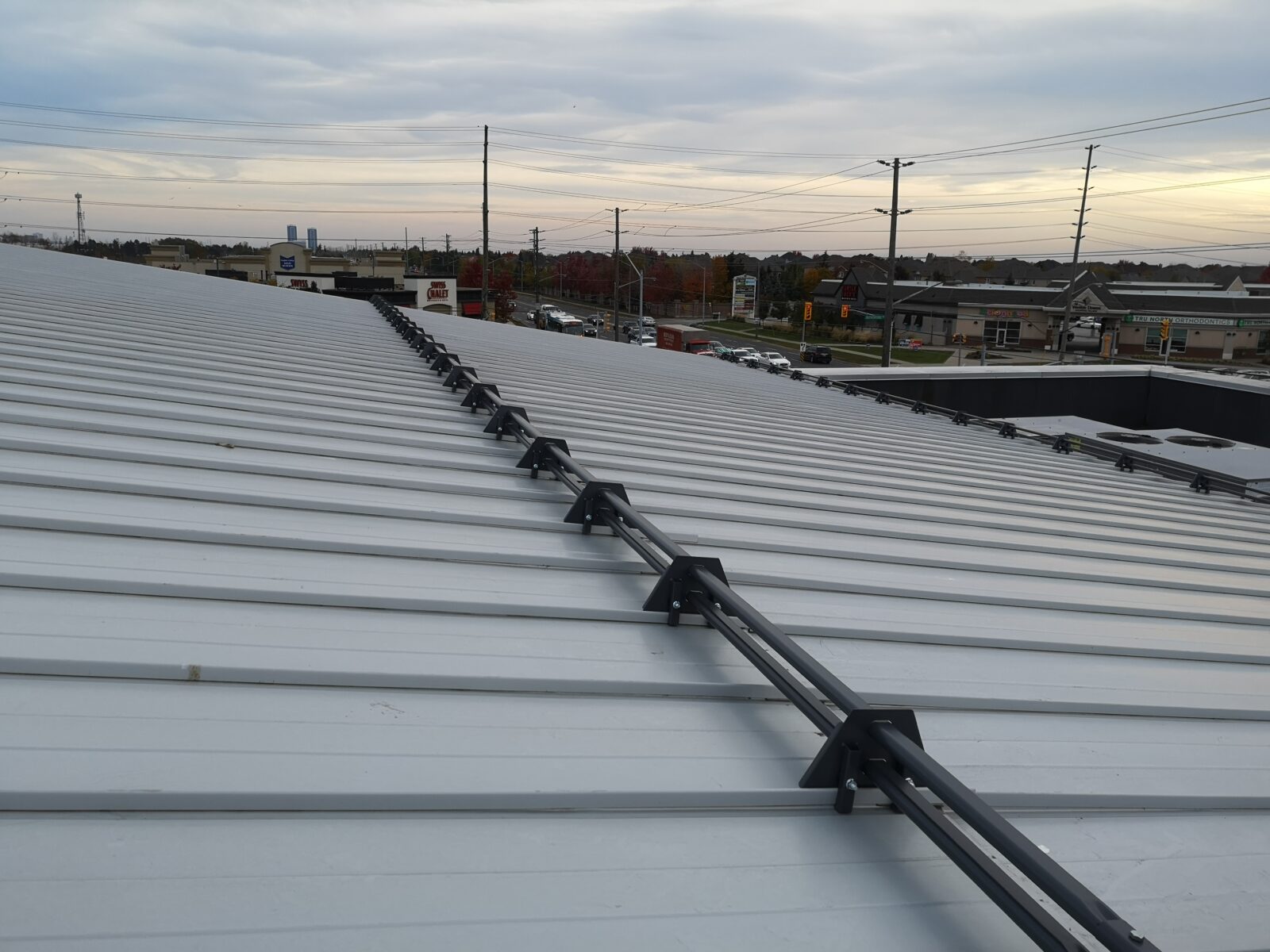 Snap-lock standing seam commercial roof detail, Vaughan Ontario plaza